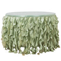 Green ruffled table skirt for elegant decor