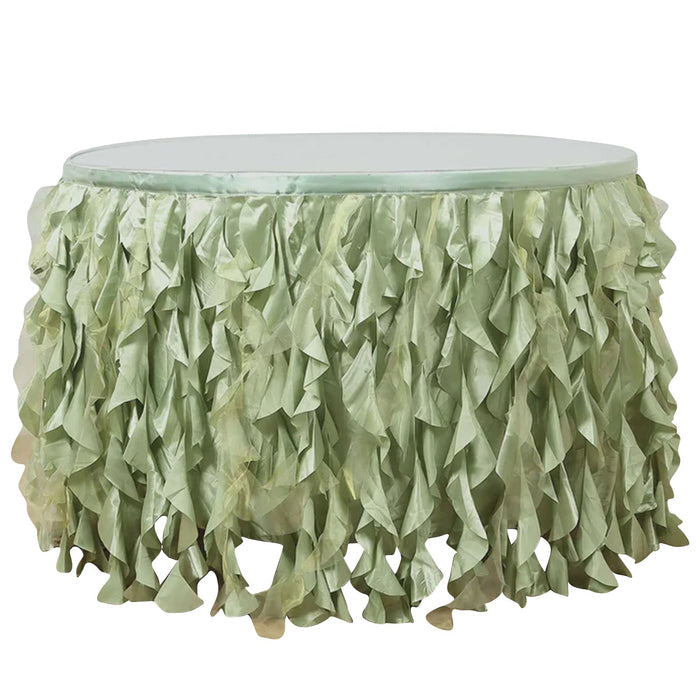 Green ruffled table skirt for elegant decor