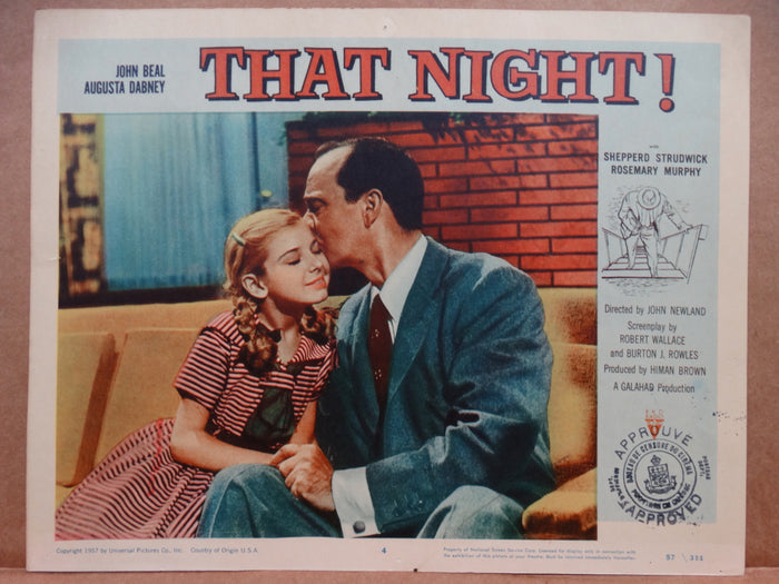 That Night! 1957 Lobby Cards, Set of 8