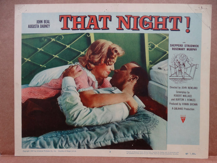 That Night! 1957 Lobby Cards, Set of 8