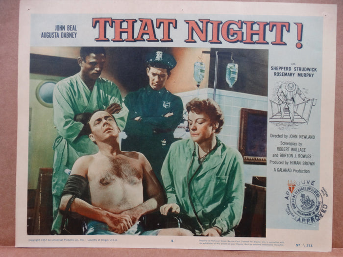 That Night! 1957 Lobby Cards, Set of 8