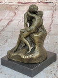 The Kiss Miniature Bronze Sculpture after Rodin on Marble Base - 6 in. — overall view