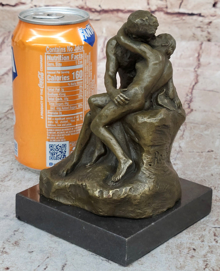 The Kiss Miniature Bronze Sculpture after Rodin on Marble Base - 6 in. — alternate view and sculptural detail