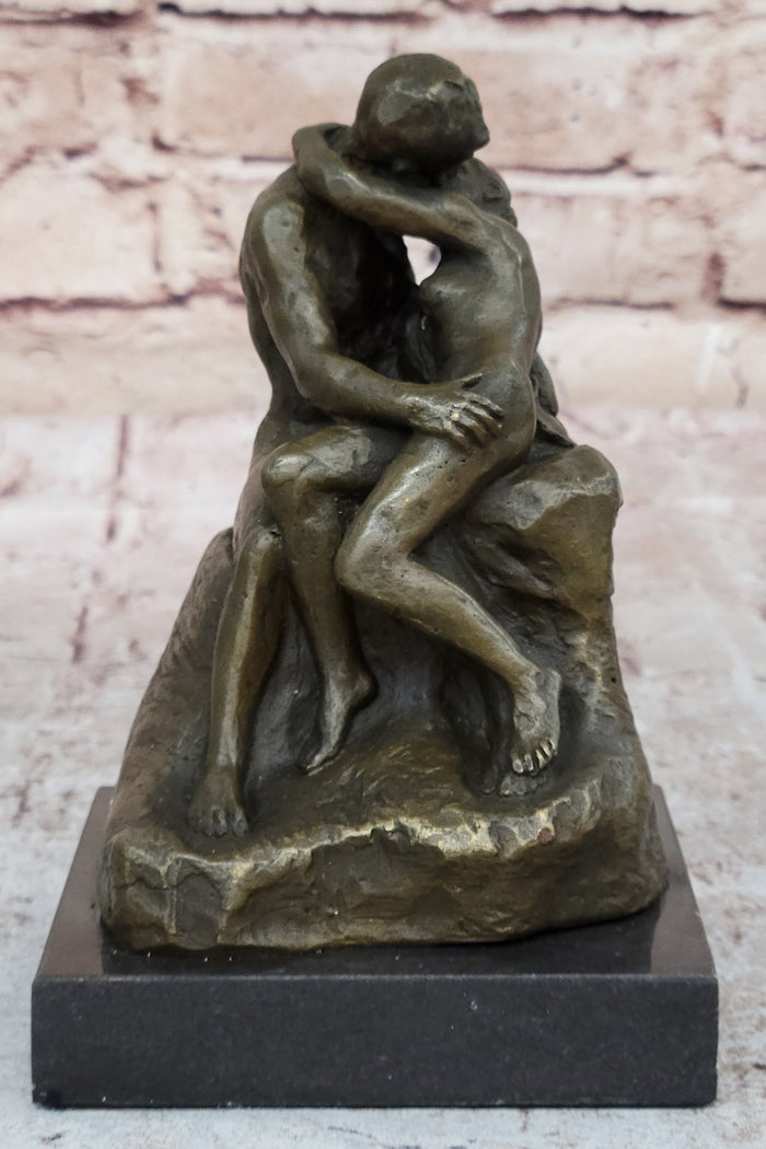 The Kiss Miniature Bronze Sculpture after Rodin on Marble Base - 6 in. — alternate view and sculptural detail
