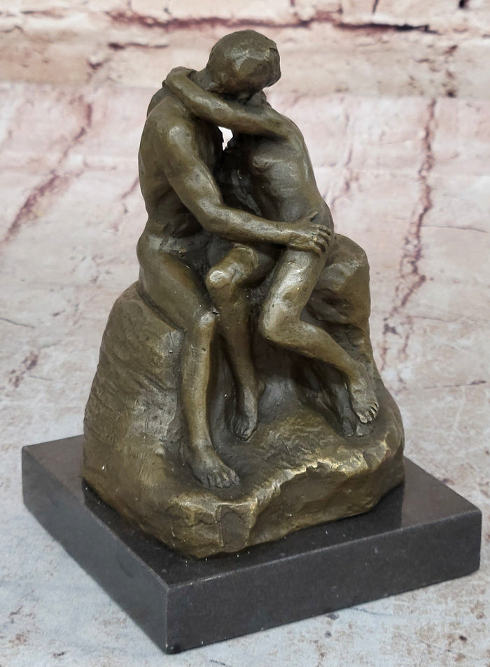 The Kiss Miniature Bronze Sculpture after Rodin on Marble Base - 6 in. — alternate view and sculptural detail