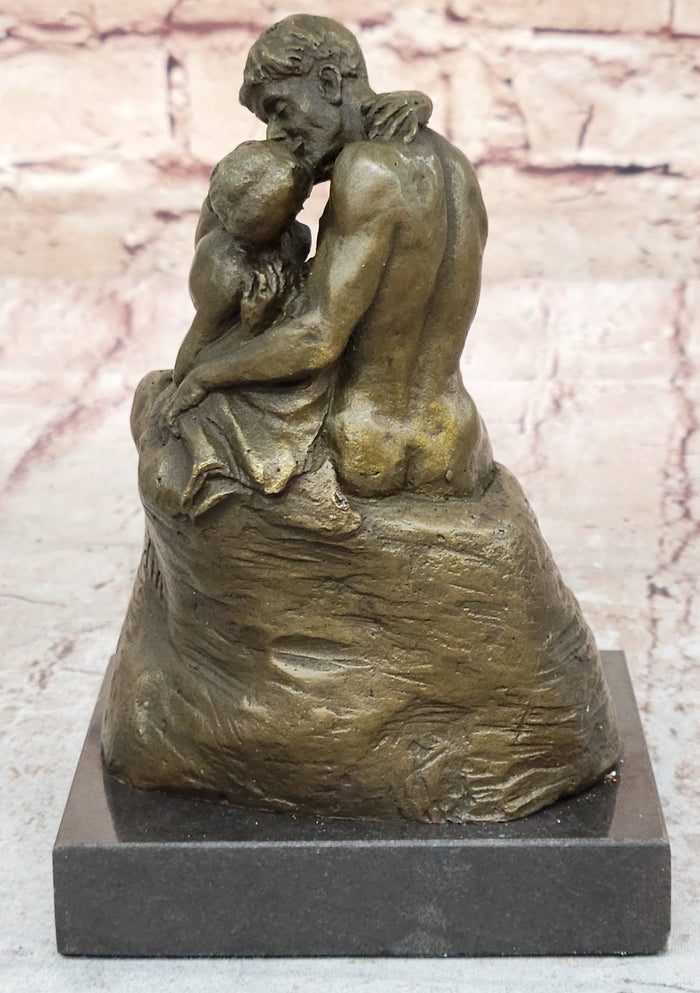 The Kiss Miniature Bronze Sculpture after Rodin on Marble Base - 6 in. — alternate view and sculptural detail