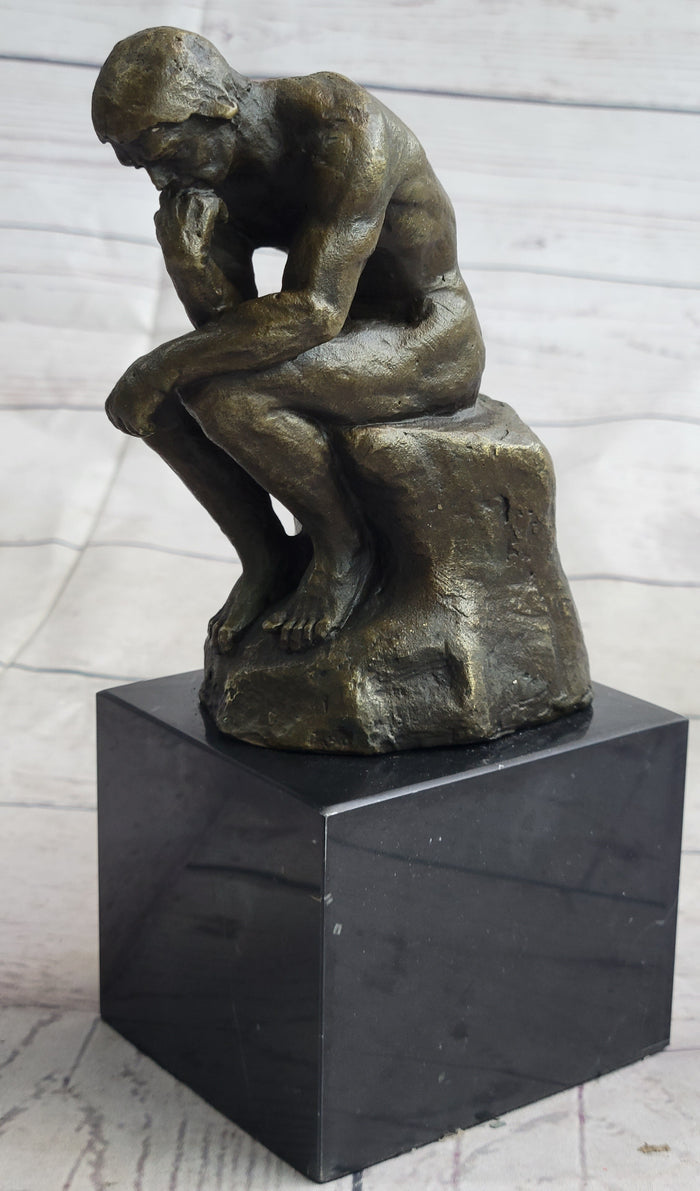 The Thinker Miniature Bronze Sculpture after Rodin on Marble Base - 5.5 in. — overall view