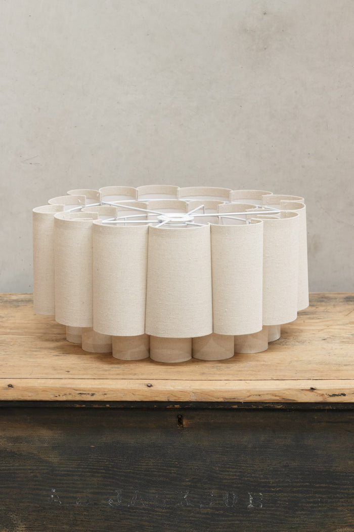 Two tiered fabric shade in a neutral tone
