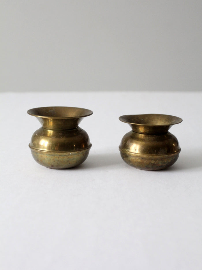 vintage brass cuspidor pair