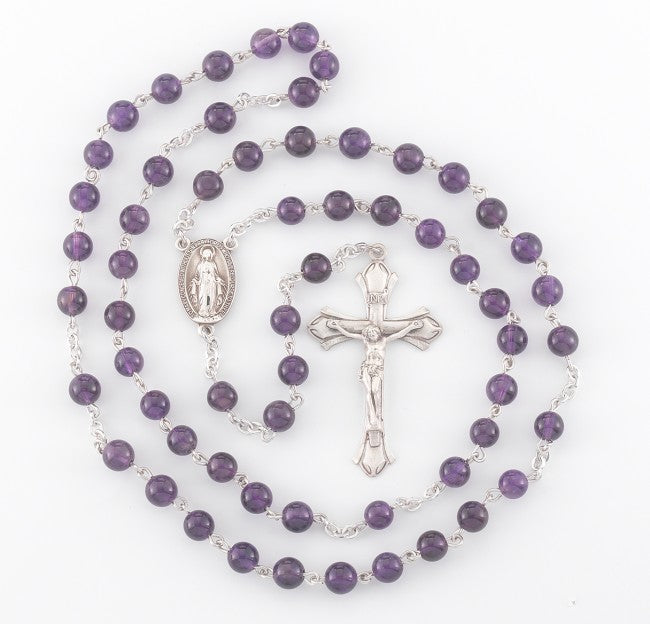 Violet Finest Austrian Crystal Sterling Silver Rosary