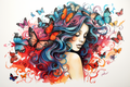 Watercolor Girl And Her Butterflies  Paint by Numbers Kit