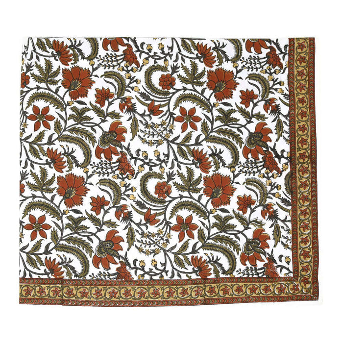Wildwood Block-Printed Cotton Tablecloth by Sweetgrass Home