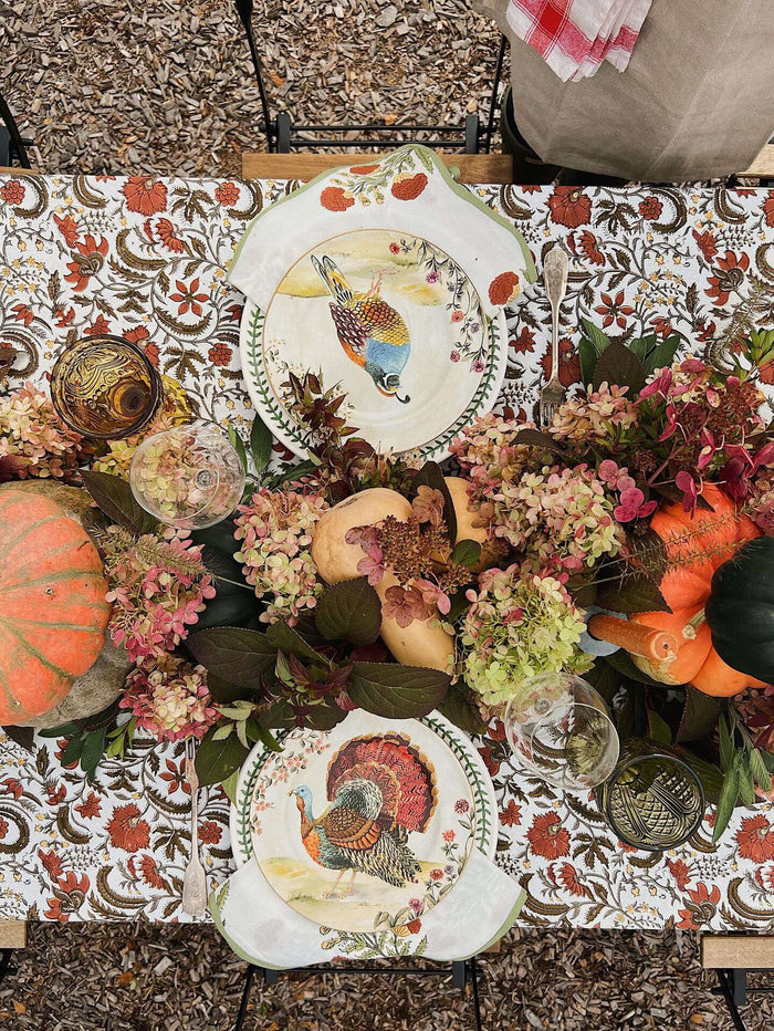 Wildwood Block-Printed Cotton Tablecloth by Sweetgrass Home