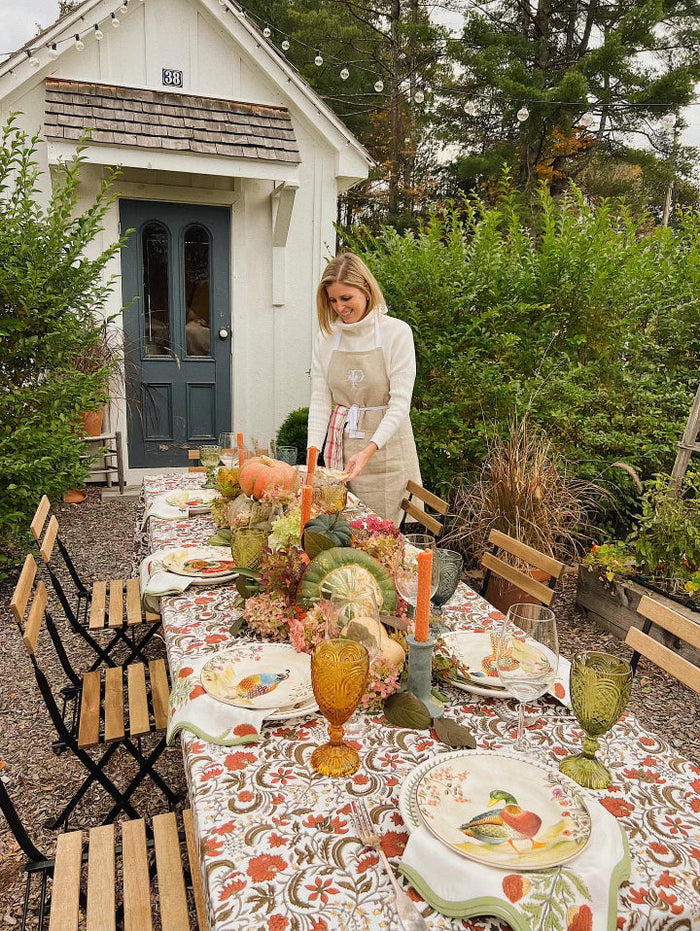 Wildwood Block-Printed Cotton Tablecloth by Sweetgrass Home
