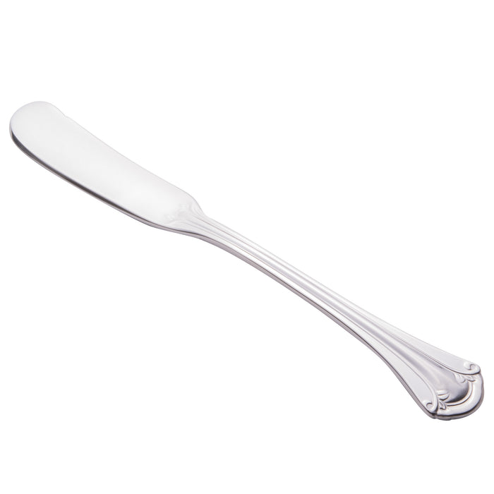 World Tableware 961 053 Resplendence 5 1/4" 18/0 Stainless Steel Heavy Weight Butter Spreader - 12/Pack