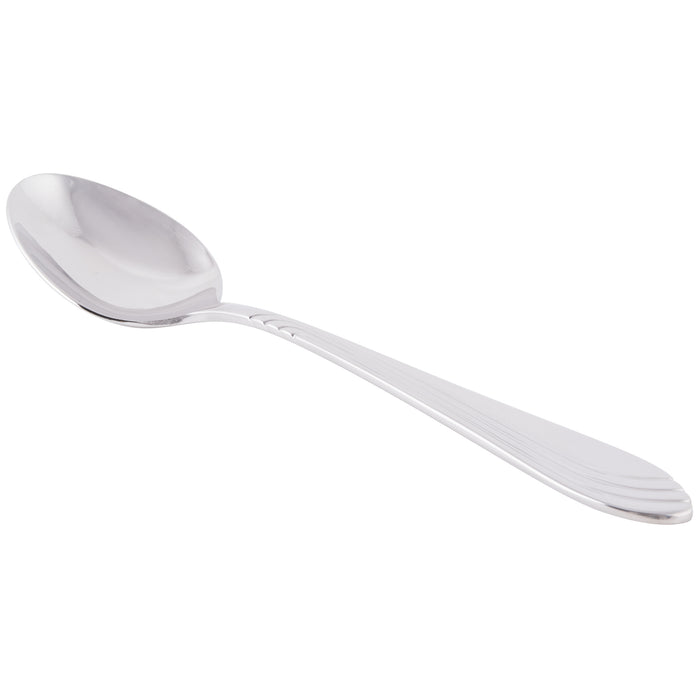 World Tableware 980 002 Neptune 7 1/8" 18/8 Stainless Steel Extra Heavy Weight Dessert Spoon - 12/Pack