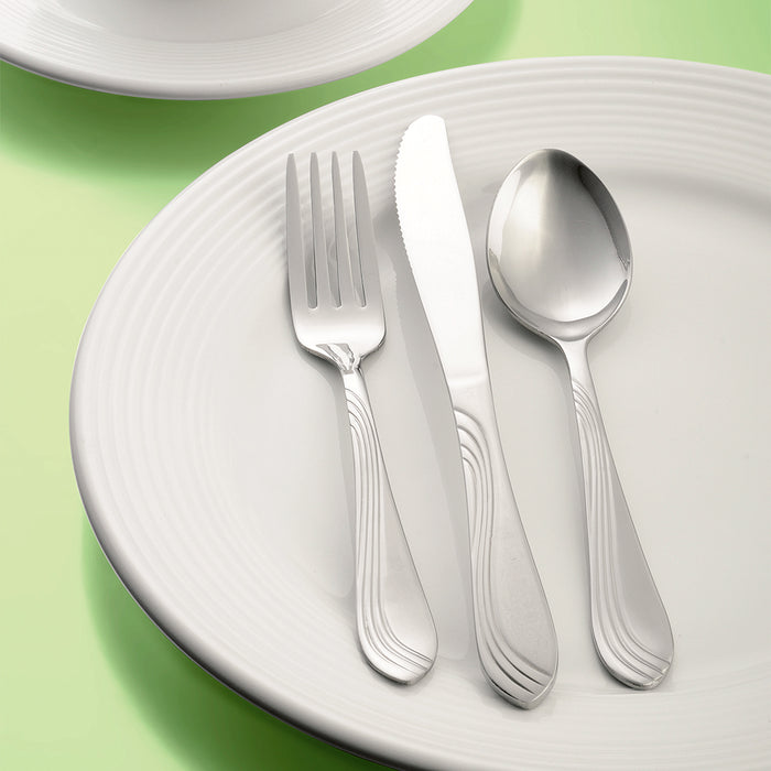 World Tableware Brandware 148 002 Riva 7 1/4" 18/0 Stainless Steel Medium Weight Dessert Spoon - 12/Pack